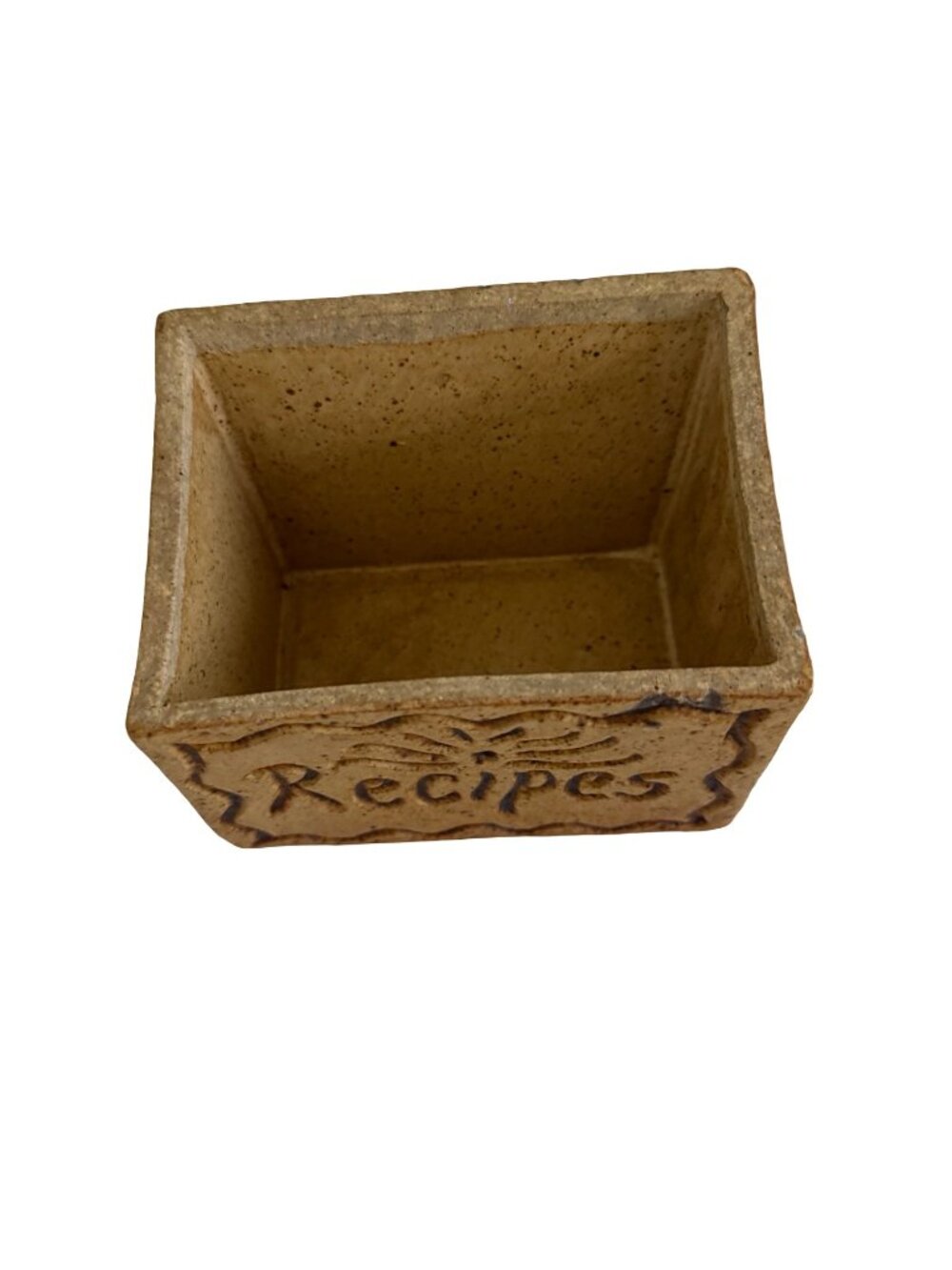 Vintage Handmade Pottery Recipe Box Rustic Studio Pottery Kitchen Organizer - Picture 2 of 8